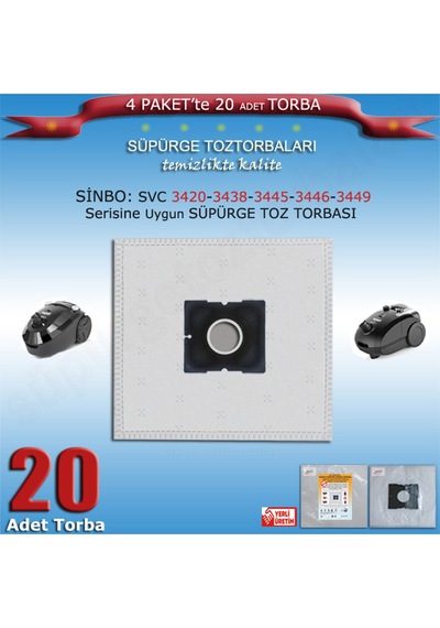 Svc 3420-3438-3445-3446-3449 Serisi Süpürge Toz Torbası 20 Adet 200120