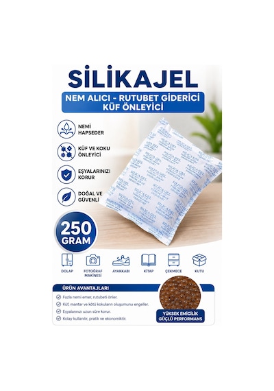 250 Gr Silikajel Nem Alıcı Rutubet Giderici Küf Önleyici Silika Jel Desiccant