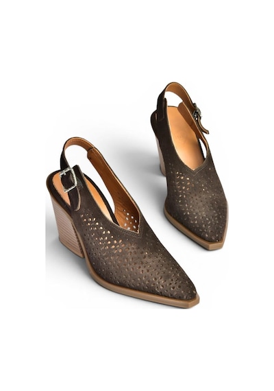 Fox Shoes Y654154702 Kahverengi Hakiki Deri Süet Western Topuklu Ayakkabı