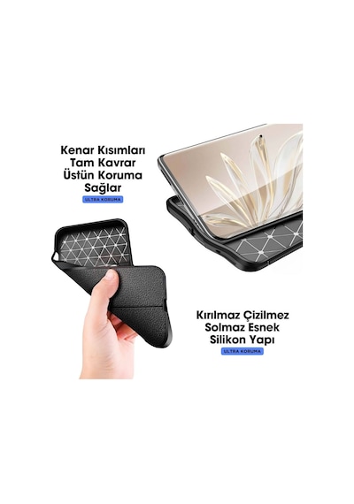 Honor Magic 6 lite Silikon Kılıf Deri Desenli Kamera Korumalı Darbe Emici Kapak