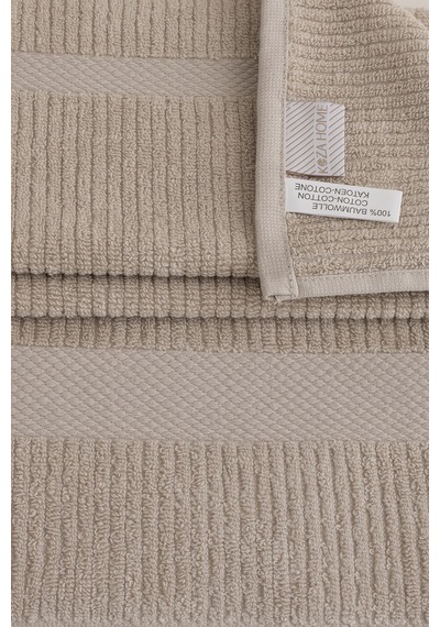 Ivory Bej Fitilli Mikro Fiber %100 Pamuk 2li Banyo Havlusu Seti 5 Bej