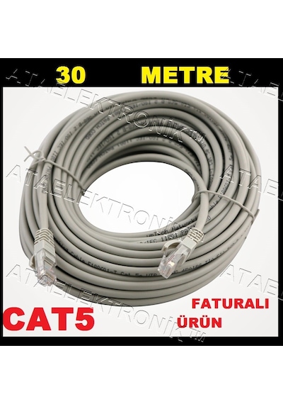 30 Metre Hazir Presli Fabrikasyon Cat5 Internet Kablo Ethernet