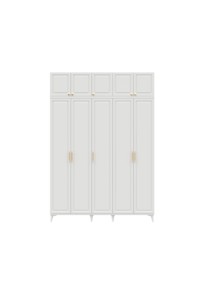 Guneystore Milas Gold 5 Kapaklı %100 Mdf Ayaklı Yüklüklü Gardırop