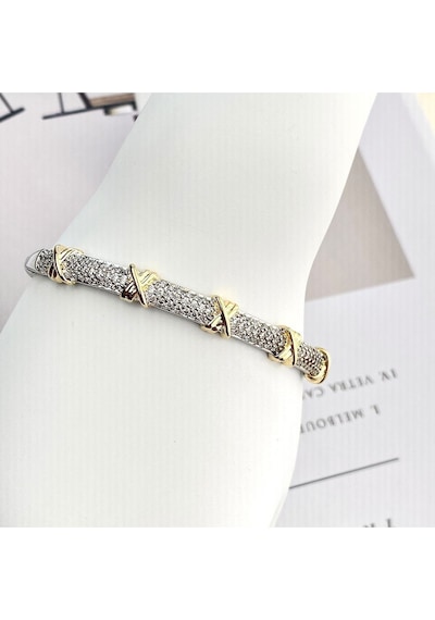 Xoxo Bileklik Kelepçe 316l Paslanmaz Çelik 19 Cm Çift Renk Gümüş