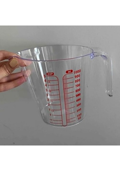 Ayrex Dereceli Ölçü Kabı 1000 Ml Hacminde 10 Aralıklı Sert Plastik Ölçü Kabı 1l 1, 1000 Ml Diğer