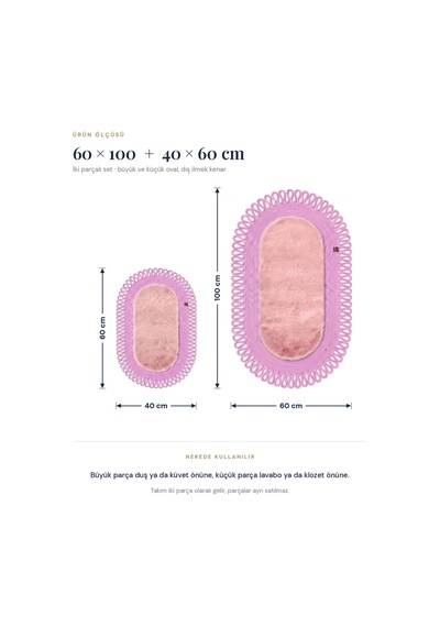Banyo Paspası Takımı 60x100+40x60 Cm Dış Trikot Pembe & Pembe