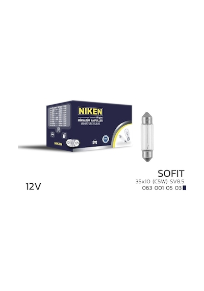 Niken 12v Sofit Ampul 35x10 C5w Sv8.5 10 Lu