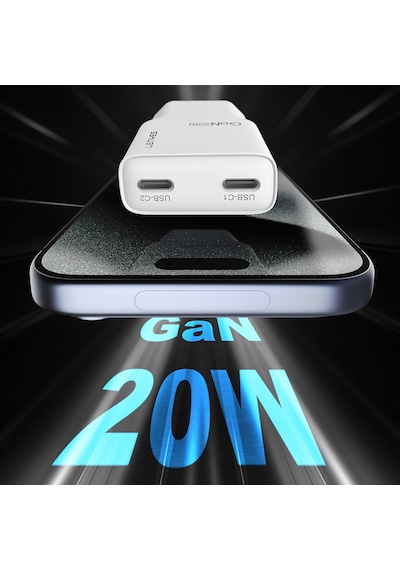 Lenyes Lch15 Dual Type-c Pd Gan Teknolojili Hızlı Şarj Başlığı 20w Beyaz Beyaz