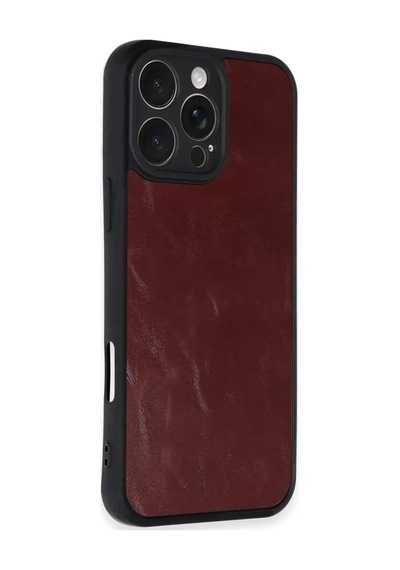 Newface Apple İphone 16 Pro Max Kılıf Aras Deri Kapak - Bordo