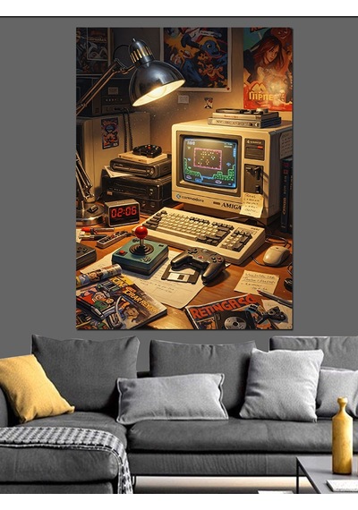 Ahşap Tablo Retro Bilgisayar Ve Ofis Masası