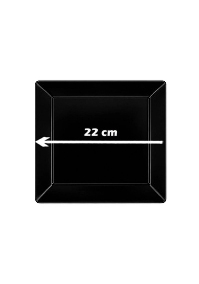 Servis Tabağı 22cm Kare Siyah Mika 10'lu