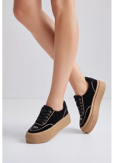 Guja 26k330 Taş Detaylı Siyah Kadife Kadın Sneaker