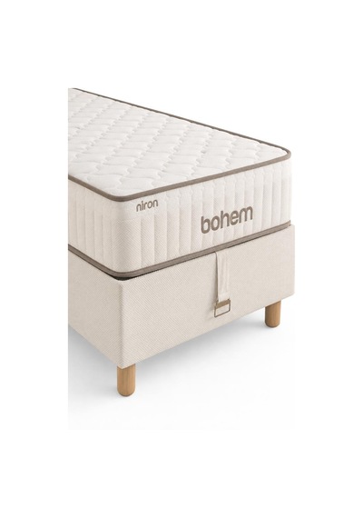 Niron Bohem Pocket Düz 120x200 Cm Tek Kişilik Yatak Baza Başlık Seti - Pocket Orta Sert 120 x 200