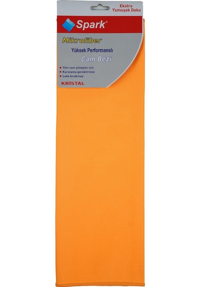 2 Adet Spark Kristal Mikrofiber Cam Silme Bezi Ve Genel Temizlik & Kurulama Bezi 40x40 Cm Turuncu