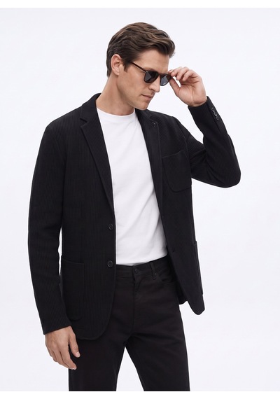 Fabrika Lacivert Erkek Slim Fit Armürlü Ceket Ceka - F- T- 2- A