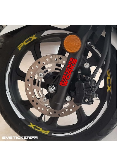 Honda Pcx Motosiklet Jant Şeridi Sticker Set Renkli Sarı