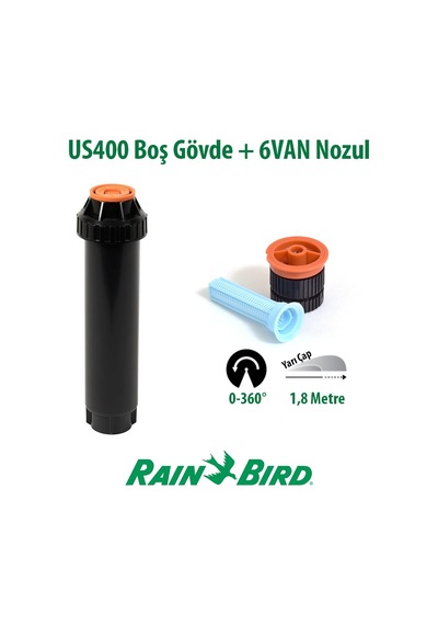 Rain Bird 6van Sprey Nozulu 1,8 Mt. Ve Us400 Boş Gövde Seti