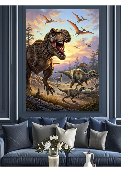 Ahşap Tablo Dinozorlar Vadisi Doğa Manzarası