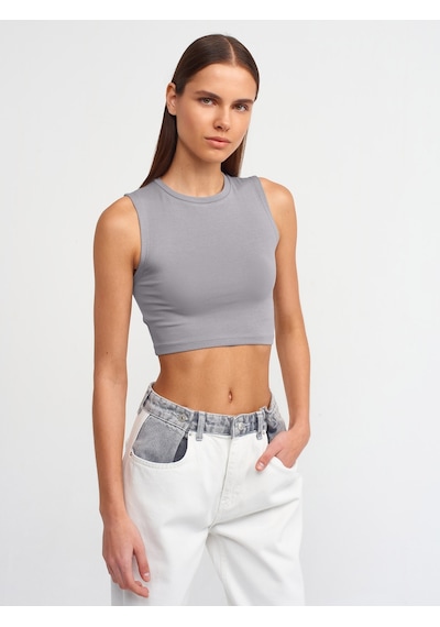 Dilvin Crop Top 101a30125 Gri