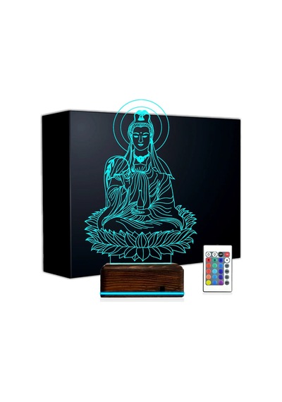 Luvivia Yoga Buda Lotus 3d Lamba - Masa Gece Lambası Şeffaf