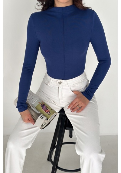 Noa & Noa Kadın Dikiş Detaylı Fit Bluz White Line Mavi