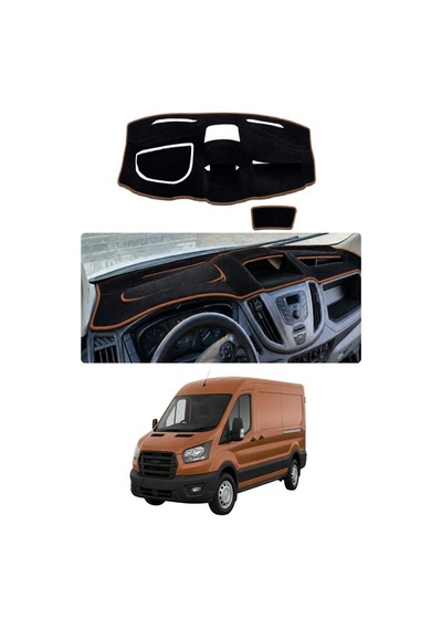 Ford - Transit 2015-2022 Uyumlu Torpido Koruma Kılıfı - Kahverengi Şeritli