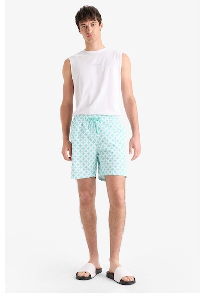 Defacto Regular Fit Desenli File Astarlı Kısa Boy Deniz Şortu E0977ax25hsgn1101 Yeşil