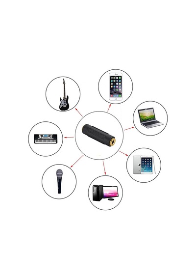 2 Adet - 3.5mm Stereo Dişi / Dişi Aux Kulaklık Mikrofon Ses Uzatma Adaptörü - Altın Uçlu