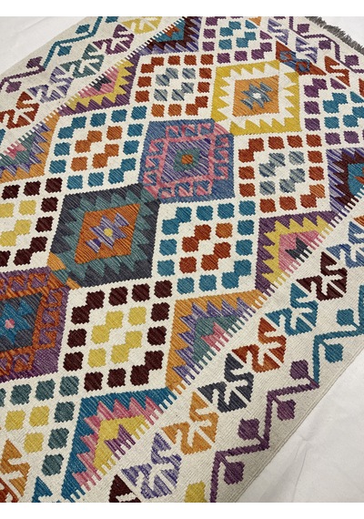 El Dokuma Afgan Kilim 100% Yün Kök Boya Elsanat Eserı İle Harıka Anadolu Desenlı Çok Renkli