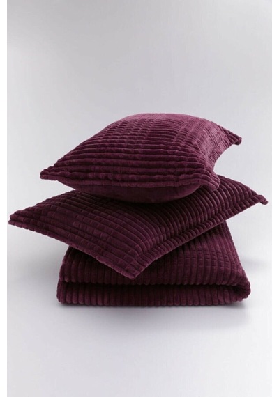 Merinos Modern Line 3 Parça Battaniye Seti - Cherry Mürdüm