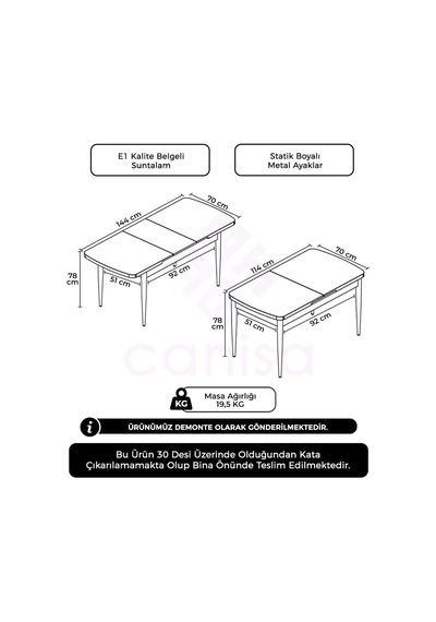 Canisa Kor Serisi, 70x114 Açılabilir Yemek Masası, Barok Ahşap Desen Masa Masa Barok Ahşap Desen Canisa Kor Serisi, 70x114 Açılabilir Yemek Masası, Barok Ahşap Desen Masa Masa Barok Ahşap Desen
