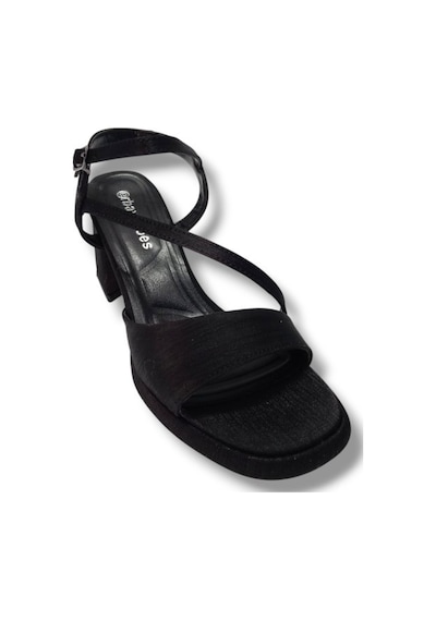 Erbay 402-25 Saten Kalın Topuk Anatomik Kadın Sandalet Siyah