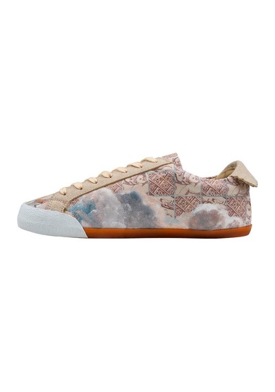 Kadın Vegan Deri Bej Sneakers - Angel's Dream Tasarım Çok Renkli