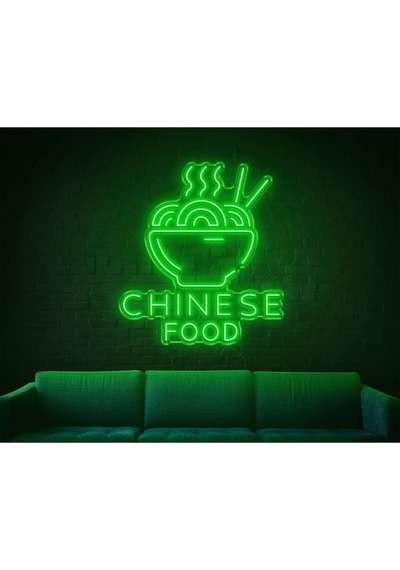 Chınese Food Yazılı Ve Şekilli Neon Tabela Yeşil