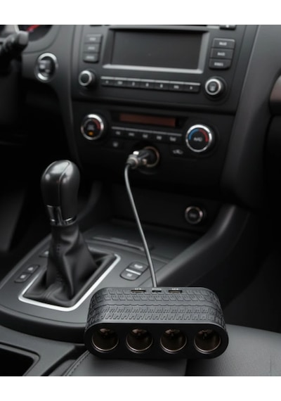Araçlar İçin 4 Lü Çakmak Çoklayıcı Type C Usb Ve Koruma Sistemli Çok Renkli