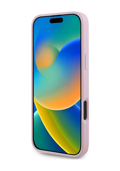 Apple iPhone 16 Plus Uyumlu Kılıf Guess Lisanslı Magsafe Şarj Özellikli Yazı Logolu Grained Kapak Pembe