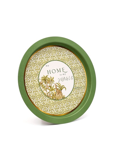Forrest Green Home Desenli Yuvarlak Metal Tepsi, 37 Cm
