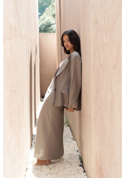 Mai Studios Co. Brenna Füme Keten Blazer Füme
