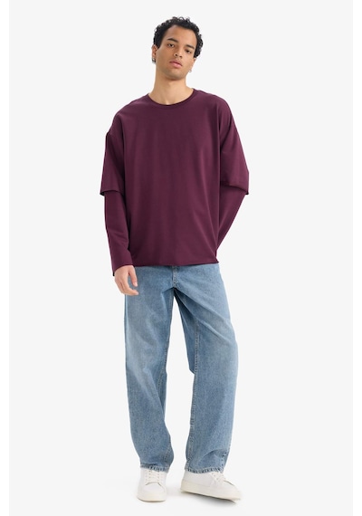 Defacto Boxy Fit Bisiklet Yaka Sırt Baskılı Sweatshirt G4352ax25wnbr171 Bordo-br171