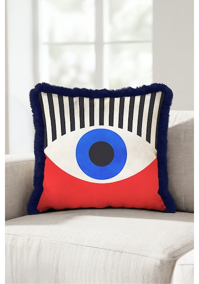 Modern Nazar Göz Tasarımlı Saçaklı Yastık Kılıfı - Geometrik Bohem Püsküllü Kırlent Kılıfı - 40x40cm Derin Düş Lime Modern Nazar Göz Tasarımlı Saçaklı Yastık Kılıfı - Geometrik Bohem Püsküllü Kırlent Kılıfı - 40x40cm Derin Düş Lime