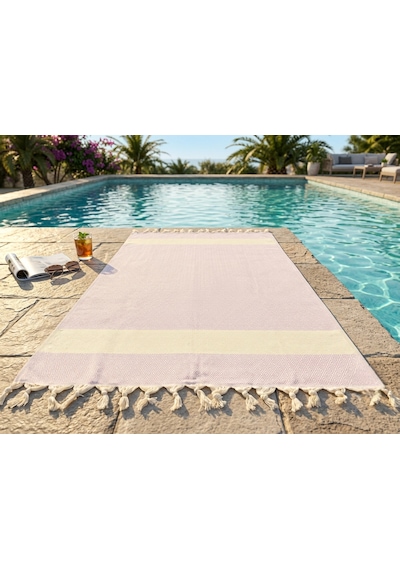 Ludıa %100 Pamuklu Diamond Desenli Saçaklı Lila Peştemal 100x195 Cm Plaj Ve Banyo Havlusu