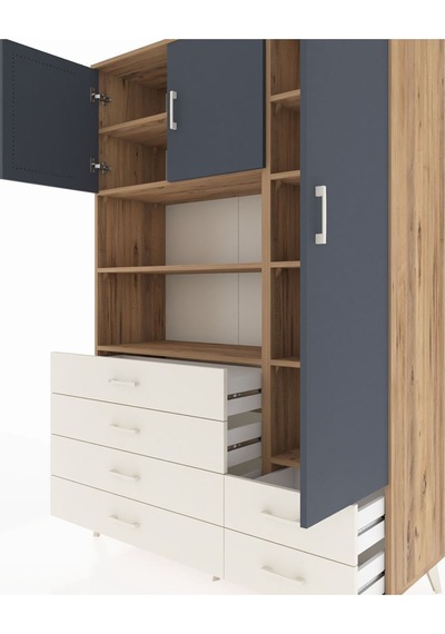 Hyperion Dolap 9 Raflı 6 Çekmeceli 3 Kapaklı 132x44x195 Çam-antrasit/aytaşı Antrasıt/aytası Hyperion Dolap 9 Raflı 6 Çekmeceli 3 Kapaklı 132x44x195 Çam-antrasit/aytaşı Antrasıt/aytası