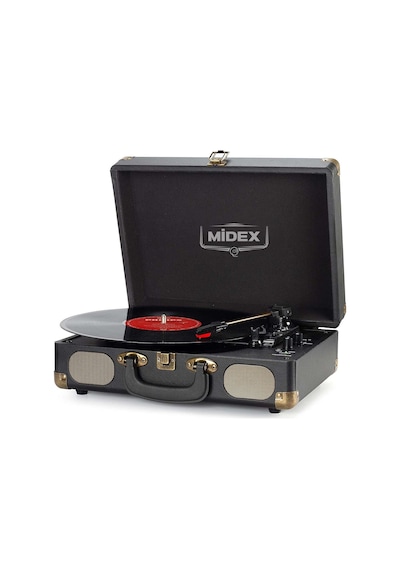 Midex Mtx101BK Nostaljik Retro Pikap Plak Çalar (Şarjlı Bluetooth Aux Hoparlörlü 3 Devir) İğne Dahil