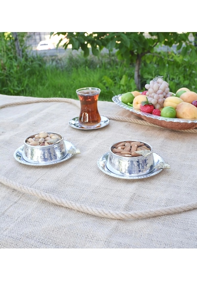 Bakır Çerezlik Kelebekli Tabaklı Model Gümüş Renk