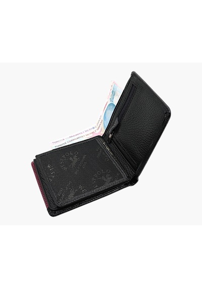 Westpolo Hakiki Deri Kağıt Para Ve Bol Kart Bölmeli Slim Unisex Cüzdan - Siyah-bordo Siyah-cr Bordo