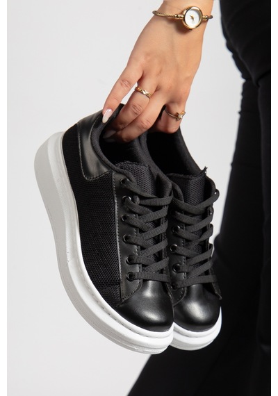 Erceka Günlük Sneaker Kadın Spor Ayakkabı Bağcıklı Beyaz-siyah-mavi-gümüş-gold-sarı Siyah - Beyaz Erceka Günlük Sneaker Kadın Spor Ayakkabı Bağcıklı Beyaz-siyah-mavi-gümüş-gold-sarı Siyah - Beyaz