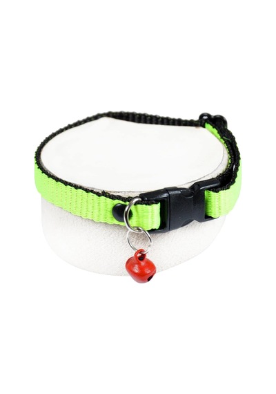 Neon Zilli Kedi Tasması Fıstık Yeşili Boyun Tasma Ayarlı