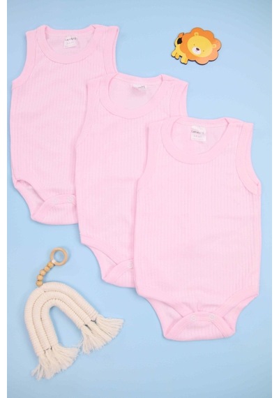Fitilli Pembe 3'lü Bebek Çıtçıtlı Body/zıbın Pempe