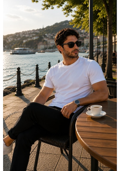 Luxıc Core Erkek Slim Fit Beyaz Bisiklet Yaka Pamuk Penye Günlük Rahat Basic Tişört