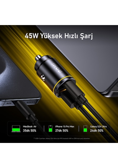 Aohi Superauto 45w Araç İçi Şarjı, 15w Şarj Aleti, Katlanır Telefon Tutucu